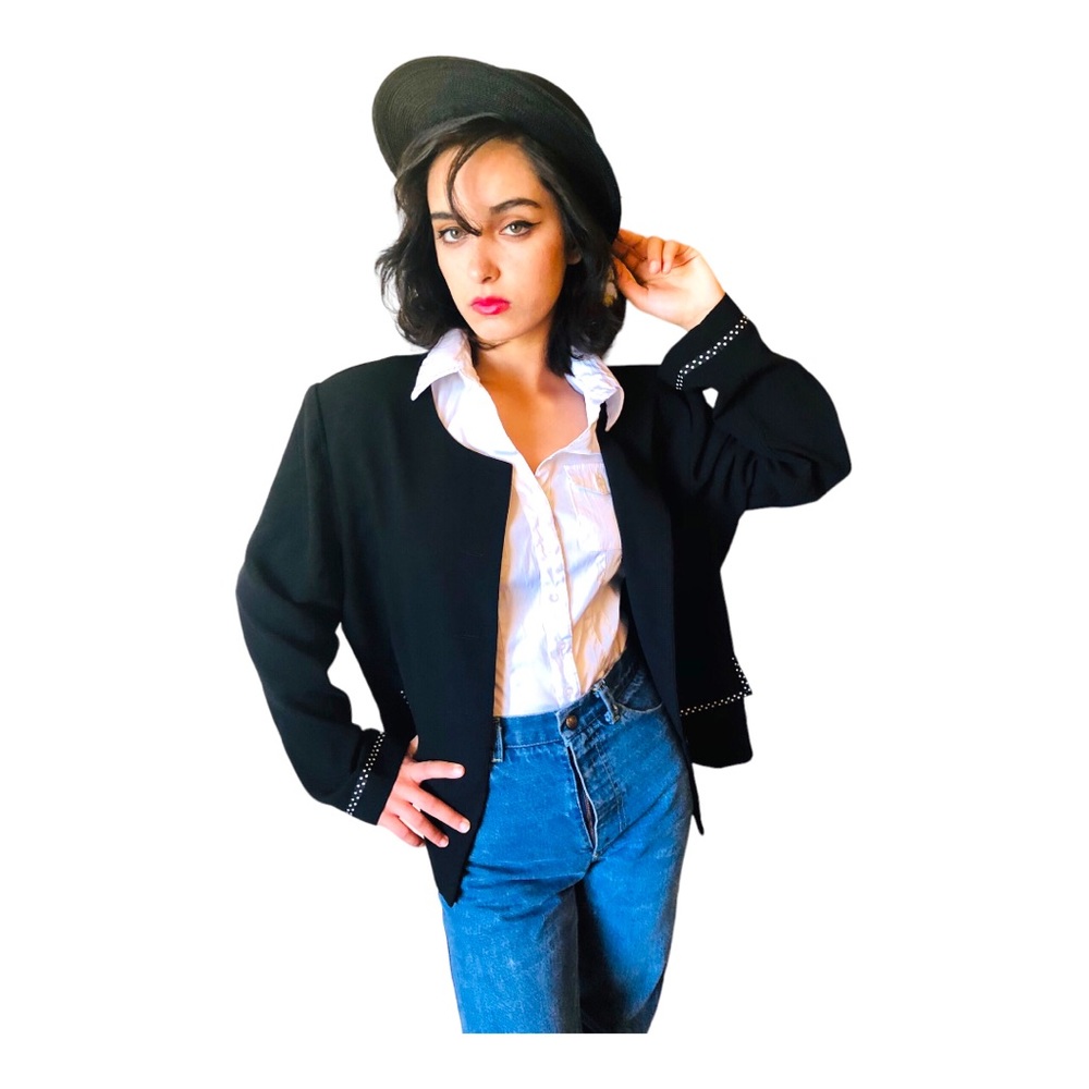 Karen stevens, 80’s polka dot, Black Blazer